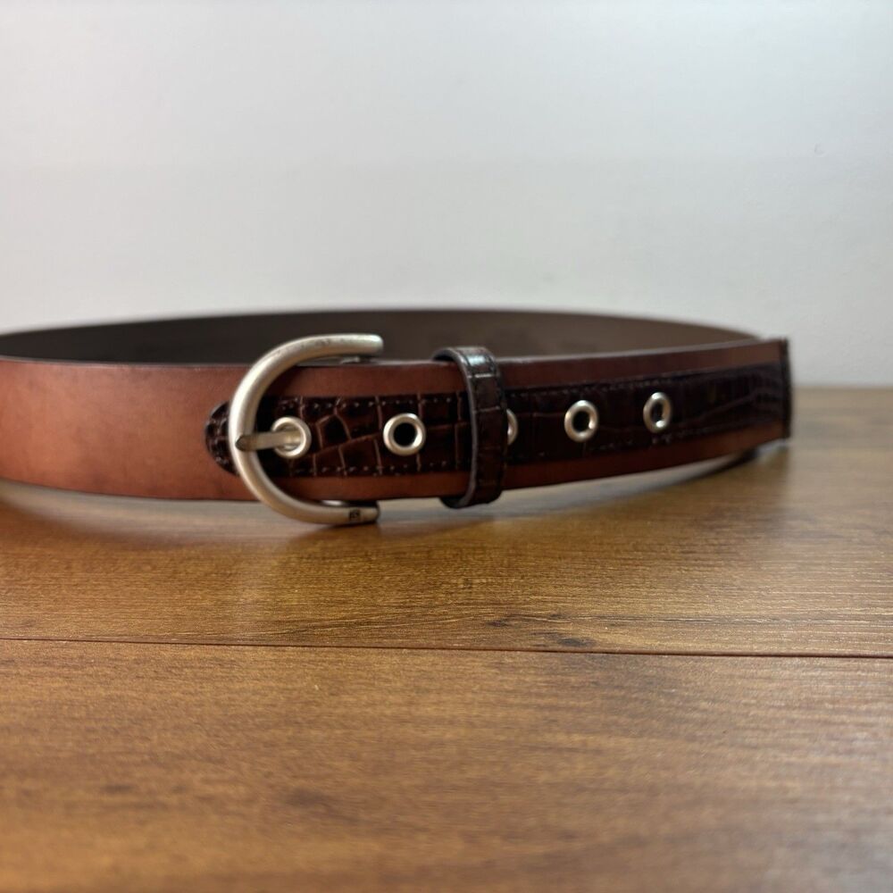 Liz Claiborne Womens Large Brown w/ Croc Look Detail Belt